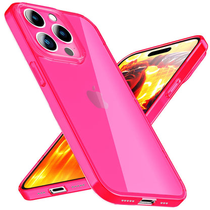 NALIA Neon Silikonhülle für iPhone 15 Pro – Knallige Signal-Farbe & Linsenschutz – VIBE (Transparentes Case) – Marke aus Berlin