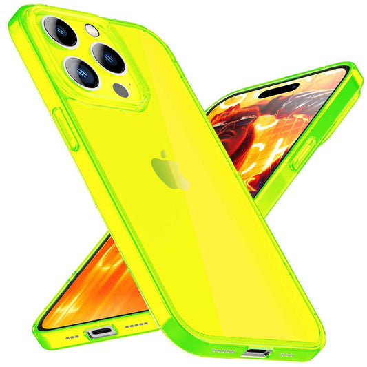 NALIA Neon Silikonhülle für iPhone 15 Pro – Knallige Signal-Farbe & Linsenschutz – VIBE (Transparentes Case) – Marke aus Berlin