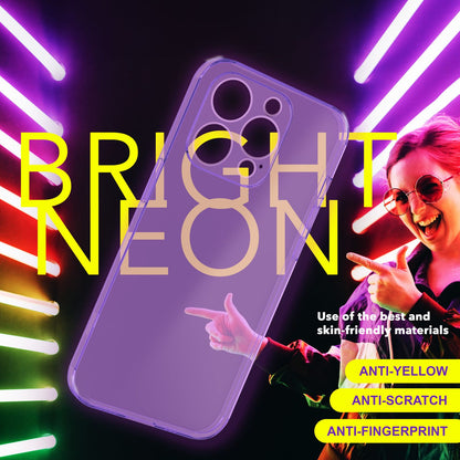 NALIA Neon Silikonhülle für iPhone 15 Pro – Knallige Signal-Farbe & Linsenschutz – VIBE (Transparentes Case) – Marke aus Berlin