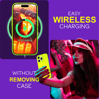 NALIA Neon Silikonhülle für iPhone 15 Pro – Knallige Signal-Farbe & Linsenschutz – VIBE (Transparentes Case) – Marke aus Berlin