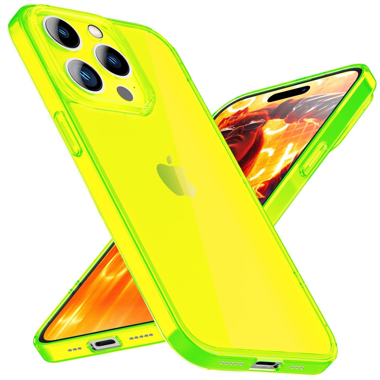 NALIA Neon Silikonhülle für iPhone 15 Pro Max – Knallige Signal-Farbe & Linsenschutz – VIBE (Transparentes Case) – Marke aus Berlin