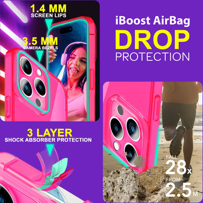 NALIA Neon Silikonhülle für iPhone 15 Pro Max – Knallige Signal-Farbe & Linsenschutz – VIBE (Transparentes Case) – Marke aus Berlin