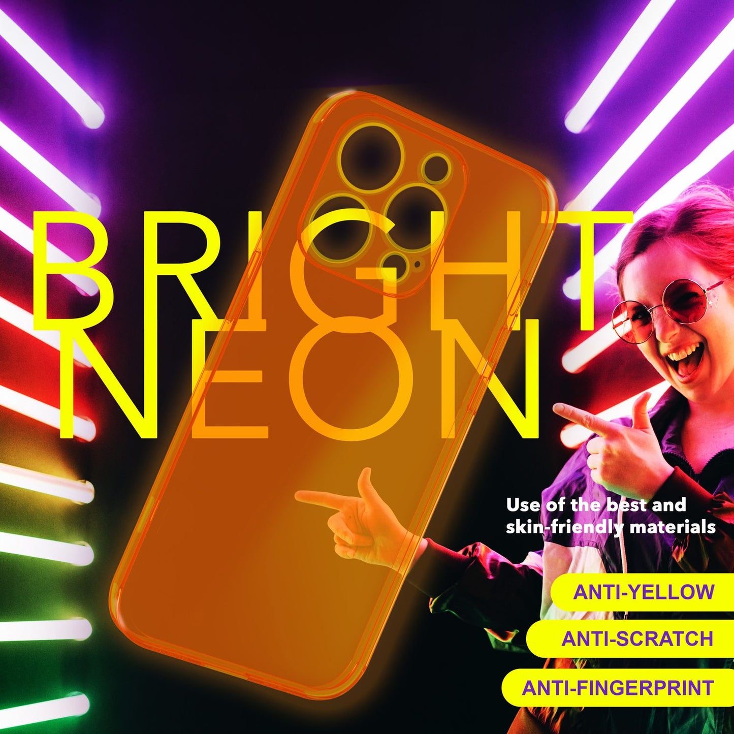 NALIA Neon Silikonhülle für iPhone 15 Pro Max – Knallige Signal-Farbe & Linsenschutz – VIBE (Transparentes Case) – Marke aus Berlin