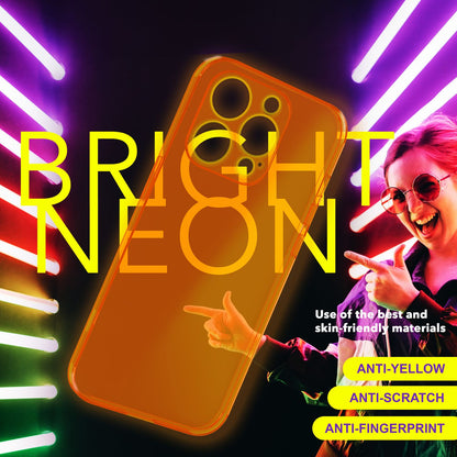 NALIA Neon Silikonhülle für iPhone 15 Pro Max – Knallige Signal-Farbe & Linsenschutz – VIBE (Transparentes Case) – Marke aus Berlin