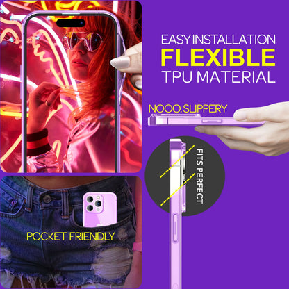NALIA Neon Silikonhülle für iPhone 15 Pro Max – Knallige Signal-Farbe & Linsenschutz – VIBE (Transparentes Case) – Marke aus Berlin