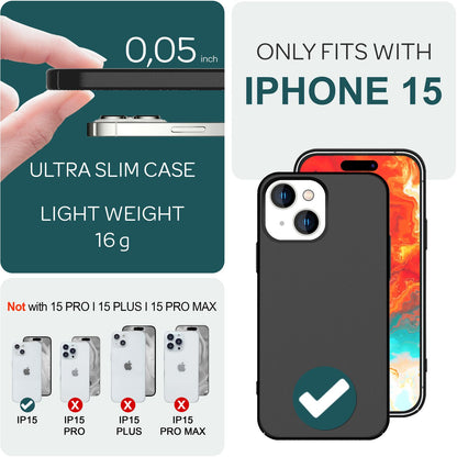 NALIA Ultra Slim Hardcase für iPhone 15 – Anti-Fingerabdruck & 0.5mm Dünn – PUREFIT (Matt & Leicht) – Marke aus Berlin