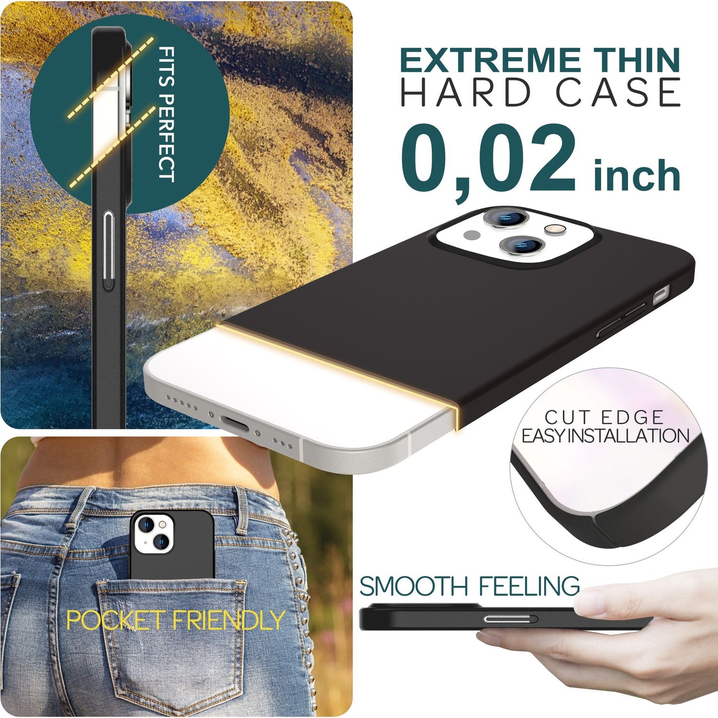 NALIA Ultra Slim Hardcase für iPhone 15 – Anti-Fingerabdruck & 0.5mm Dünn – PUREFIT (Matt & Leicht) – Marke aus Berlin