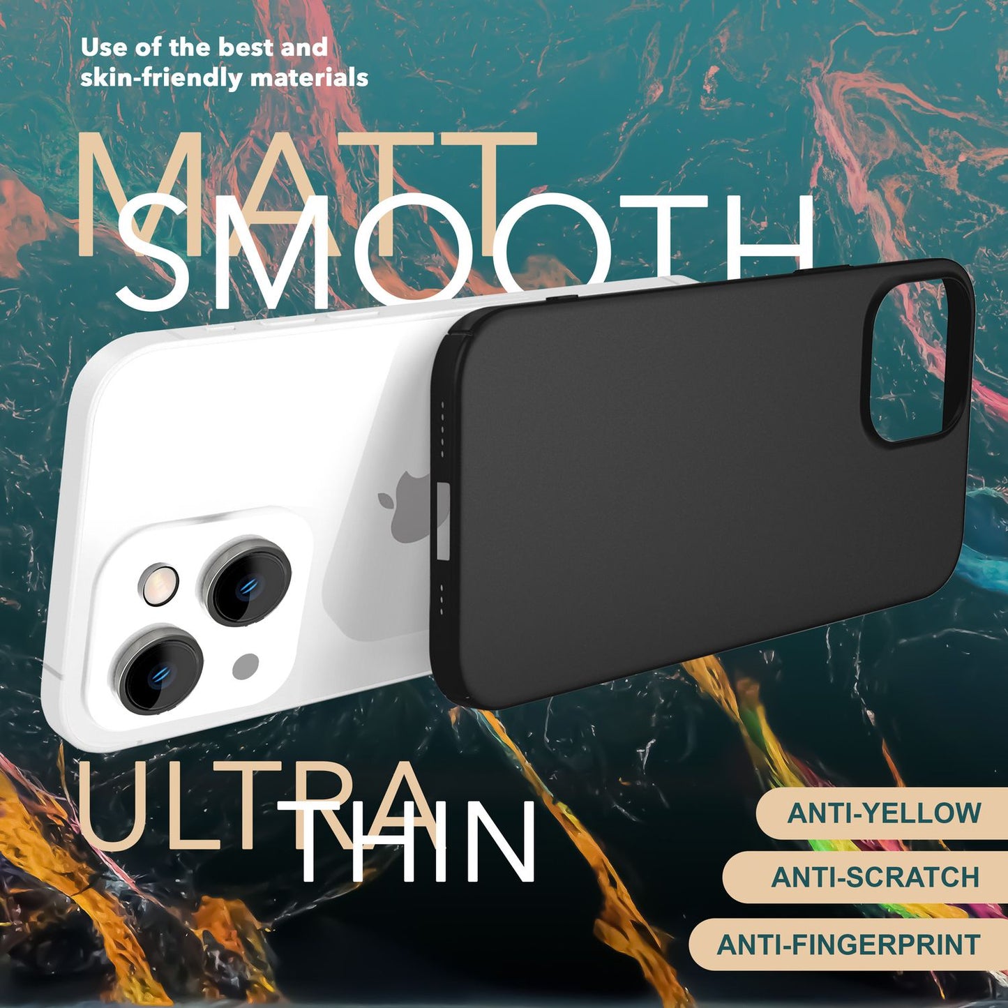 NALIA Ultra Slim Hardcase für iPhone 15 Plus – Anti-Fingerabdruck & 0.5mm Dünn – PUREFIT (Matt & Leicht) – Marke aus Berlin