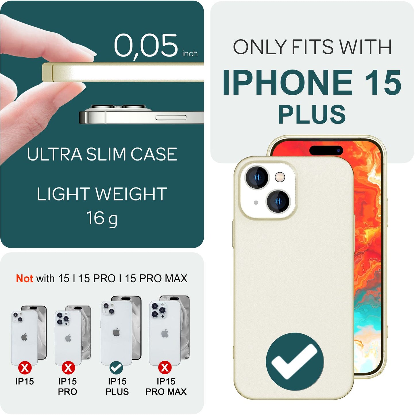 NALIA Ultra Slim Hardcase für iPhone 15 Plus – Anti-Fingerabdruck & 0.5mm Dünn – PUREFIT (Matt & Leicht) – Marke aus Berlin