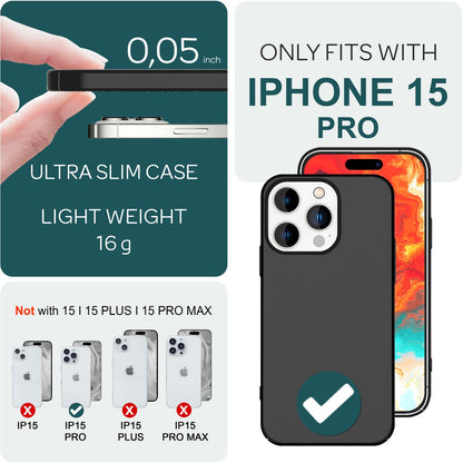 NALIA Ultra Slim Hardcase für iPhone 15 Pro – Anti-Fingerabdruck & 0.5mm Dünn – PUREFIT (Matt & Leicht) – Marke aus Berlin