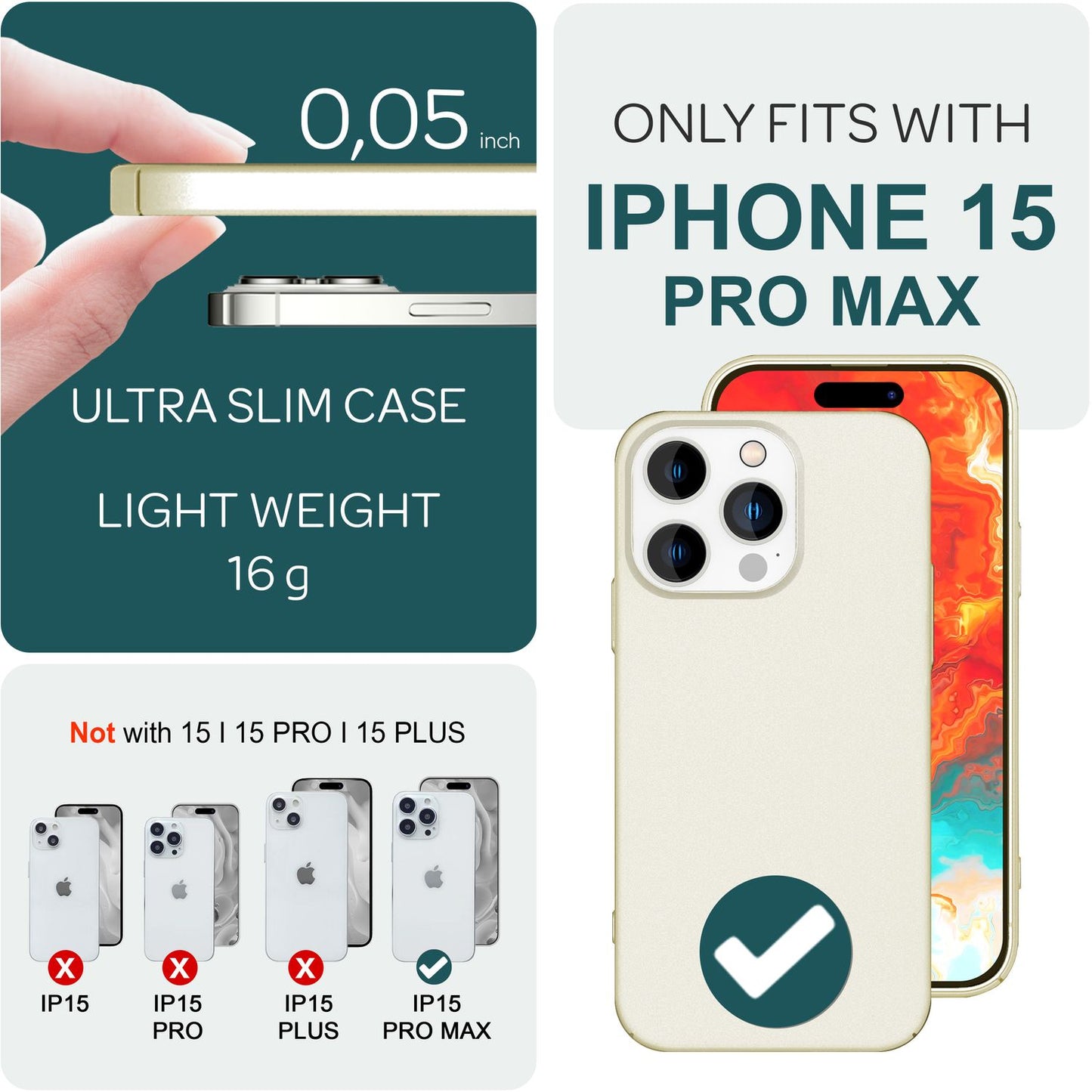 NALIA Ultra Slim Hardcase für iPhone 15 Pro Max – Anti-Fingerabdruck & 0.5mm Dünn – PUREFIT (Matt & Leicht) – Marke aus Berlin