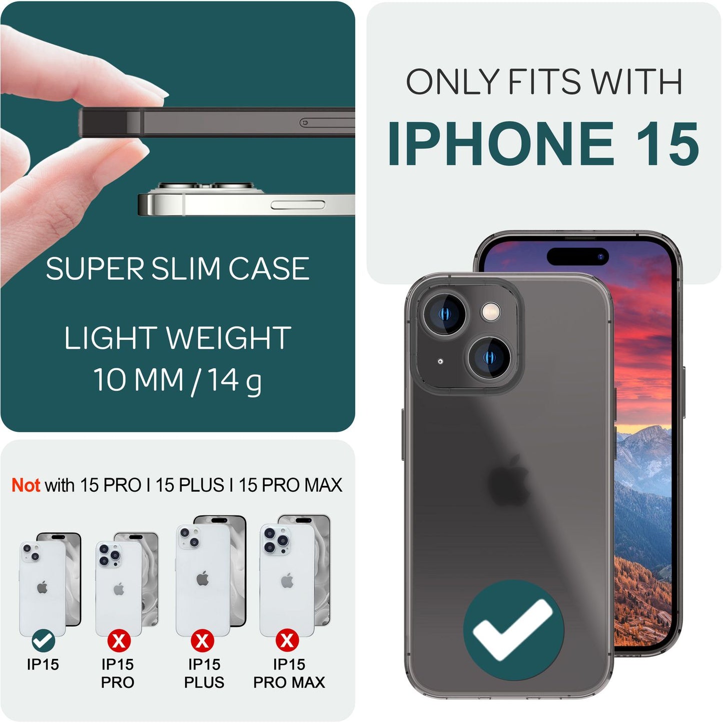 NALIA Ultra Slim Hardcase für iPhone 15 – Matt-Transparent & 0.3mm Dünn – PHANTOM (Dünnes Cover & Kamera-Vollschutz) – Marke aus Berlin