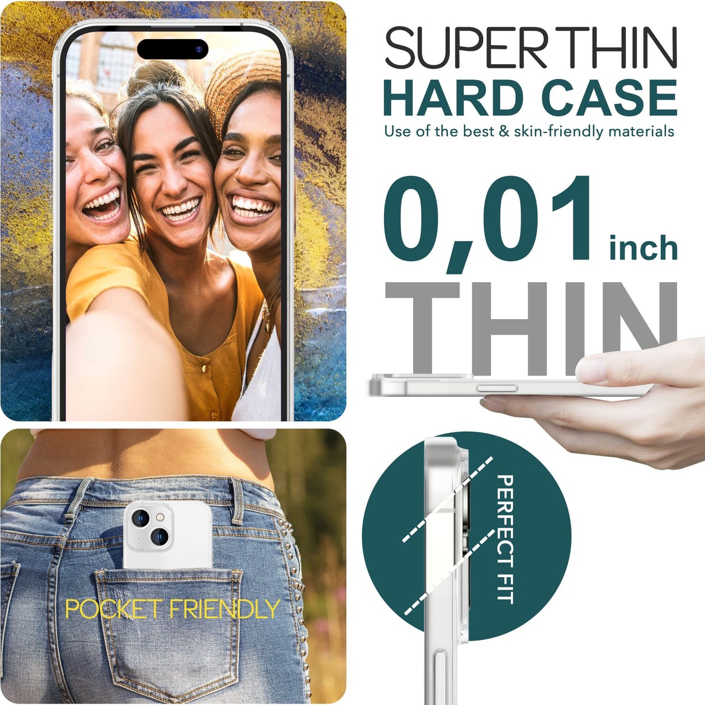 NALIA Ultra Slim Hardcase für iPhone 15 – Matt-Transparent & 0.3mm Dünn – PHANTOM (Dünnes Cover & Kamera-Vollschutz) – Marke aus Berlin