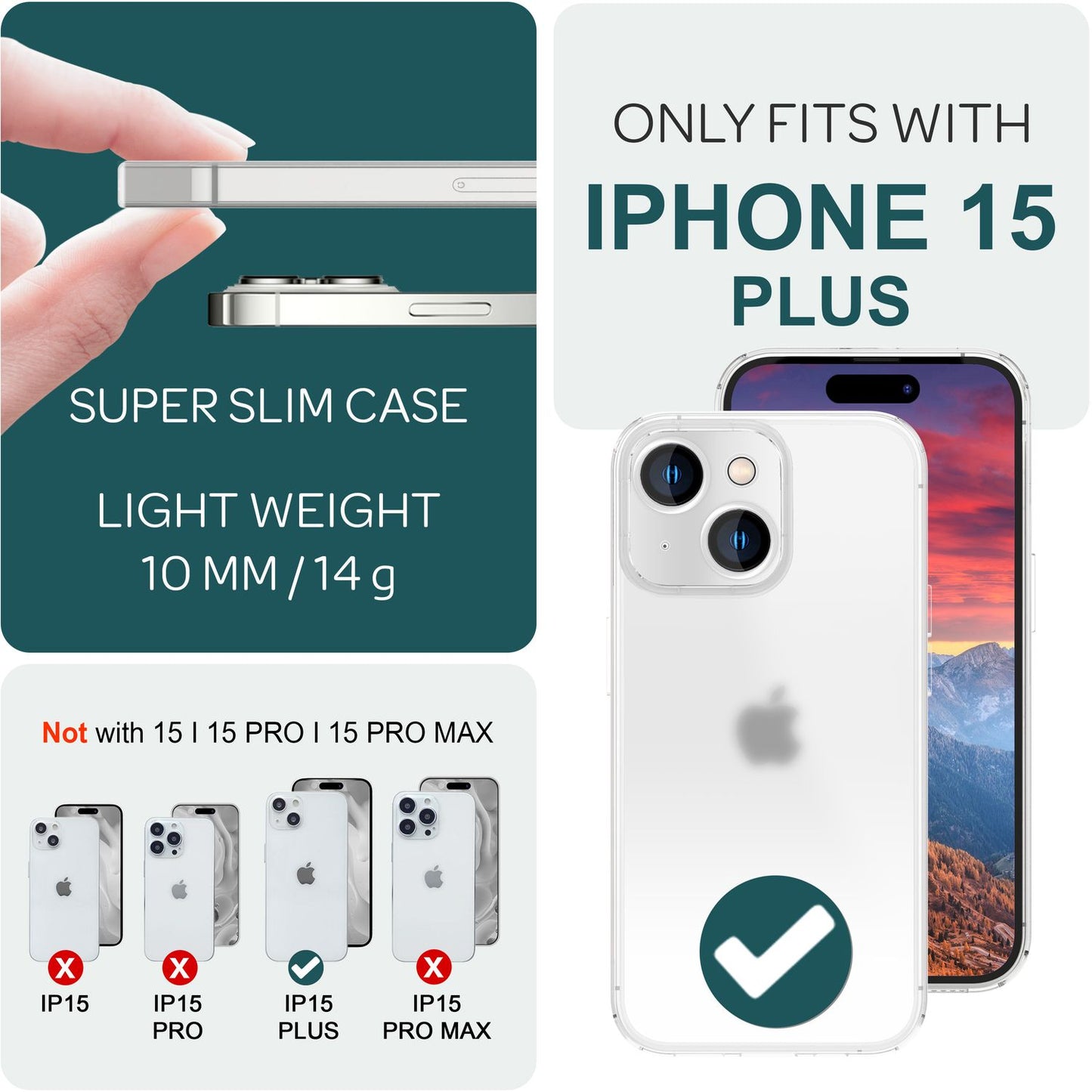 NALIA Ultra Slim Hardcase für iPhone 15 Plus – Matt-Transparent & 0.3mm Dünn – PHANTOM (Dünnes Cover & Kamera-Vollschutz) – Marke aus Berlin