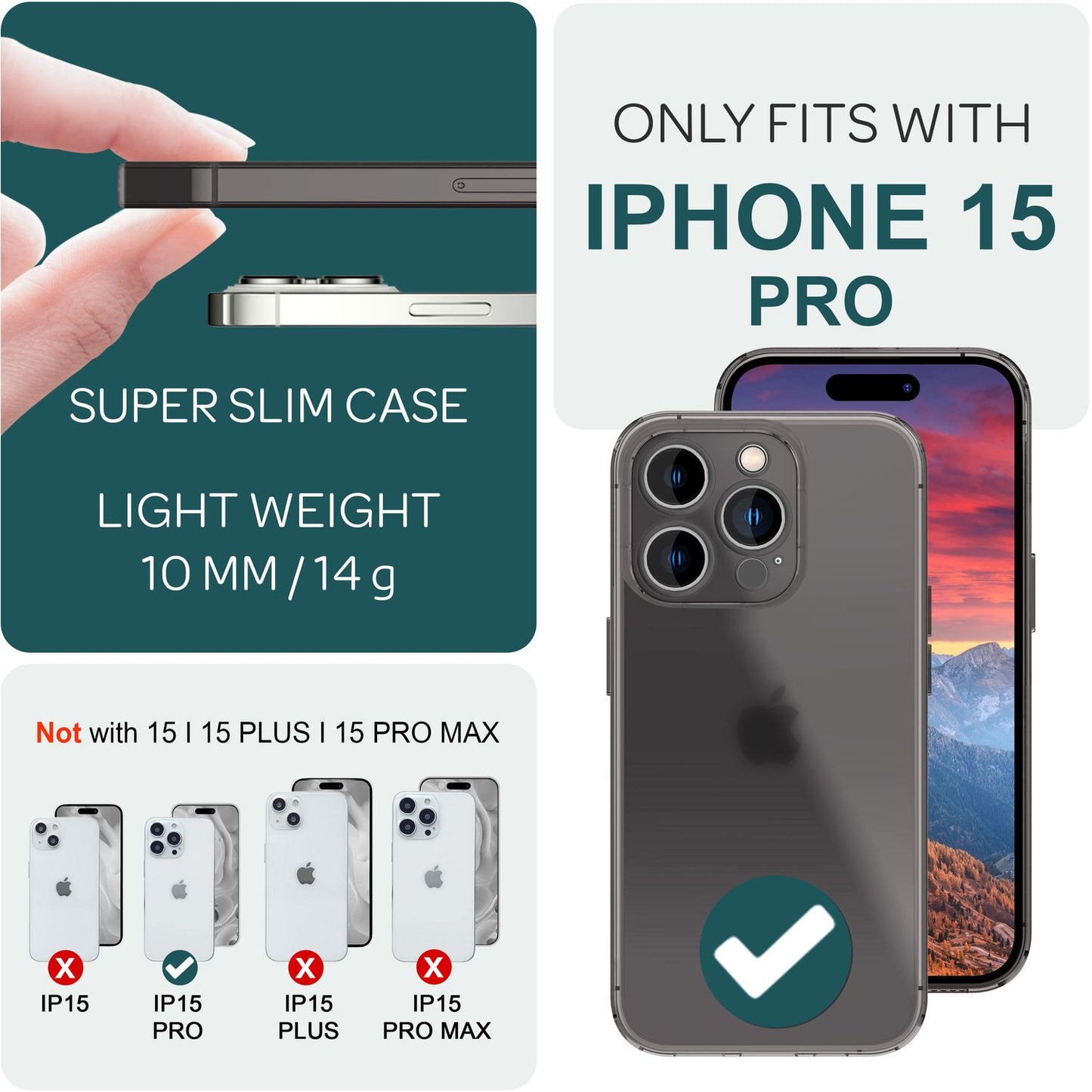 NALIA Ultra Slim Hardcase für iPhone 15 Pro – Matt-Transparent & 0.3mm Dünn – PHANTOM (Dünnes Cover & Kamera-Vollschutz) – Marke aus Berlin