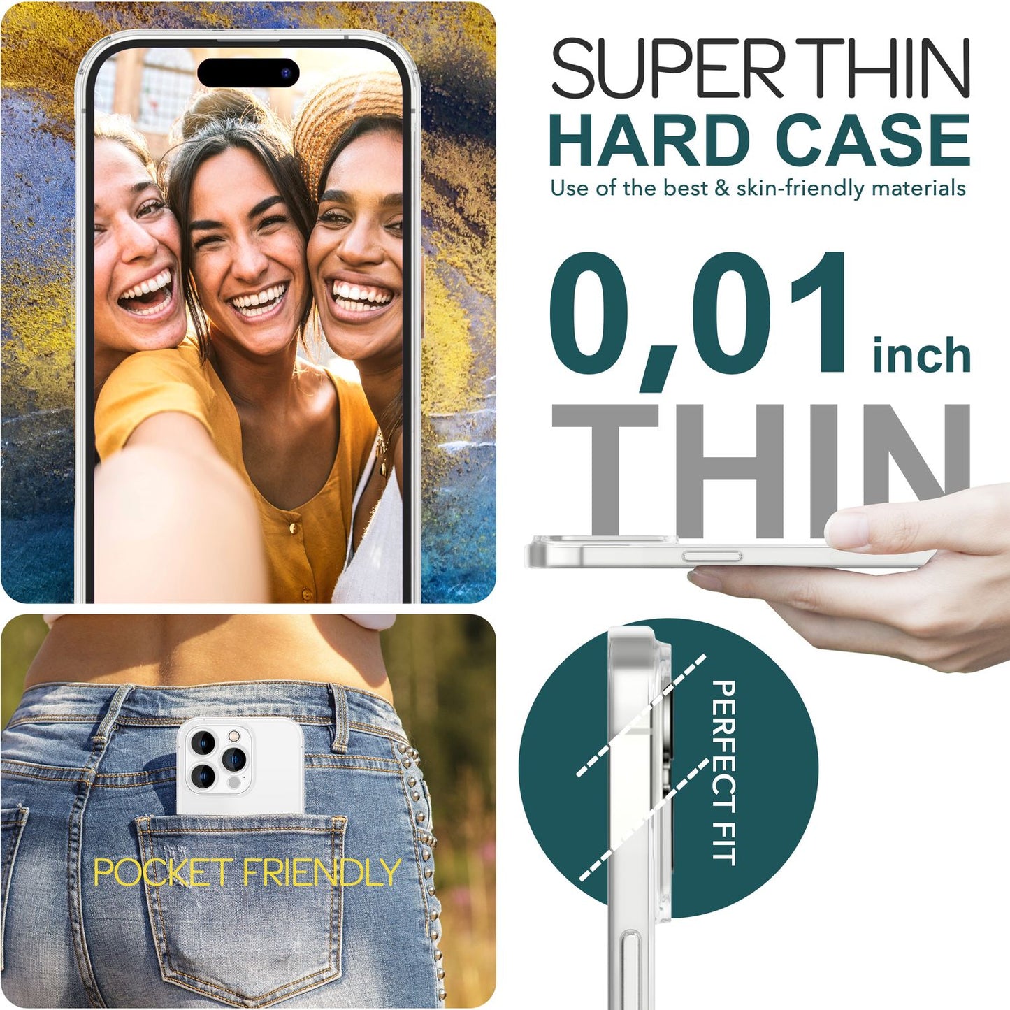NALIA Ultra Slim Hardcase für iPhone 15 Pro Max – Matt-Transparent & 0.3mm Dünn – PHANTOM (Dünnes Cover & Kamera-Vollschutz) – Marke aus Berlin