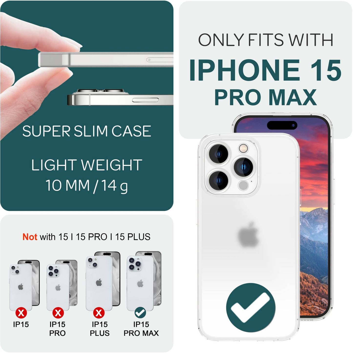 NALIA Ultra Slim Hardcase für iPhone 15 Pro Max – Matt-Transparent & 0.3mm Dünn – PHANTOM (Dünnes Cover & Kamera-Vollschutz) – Marke aus Berlin