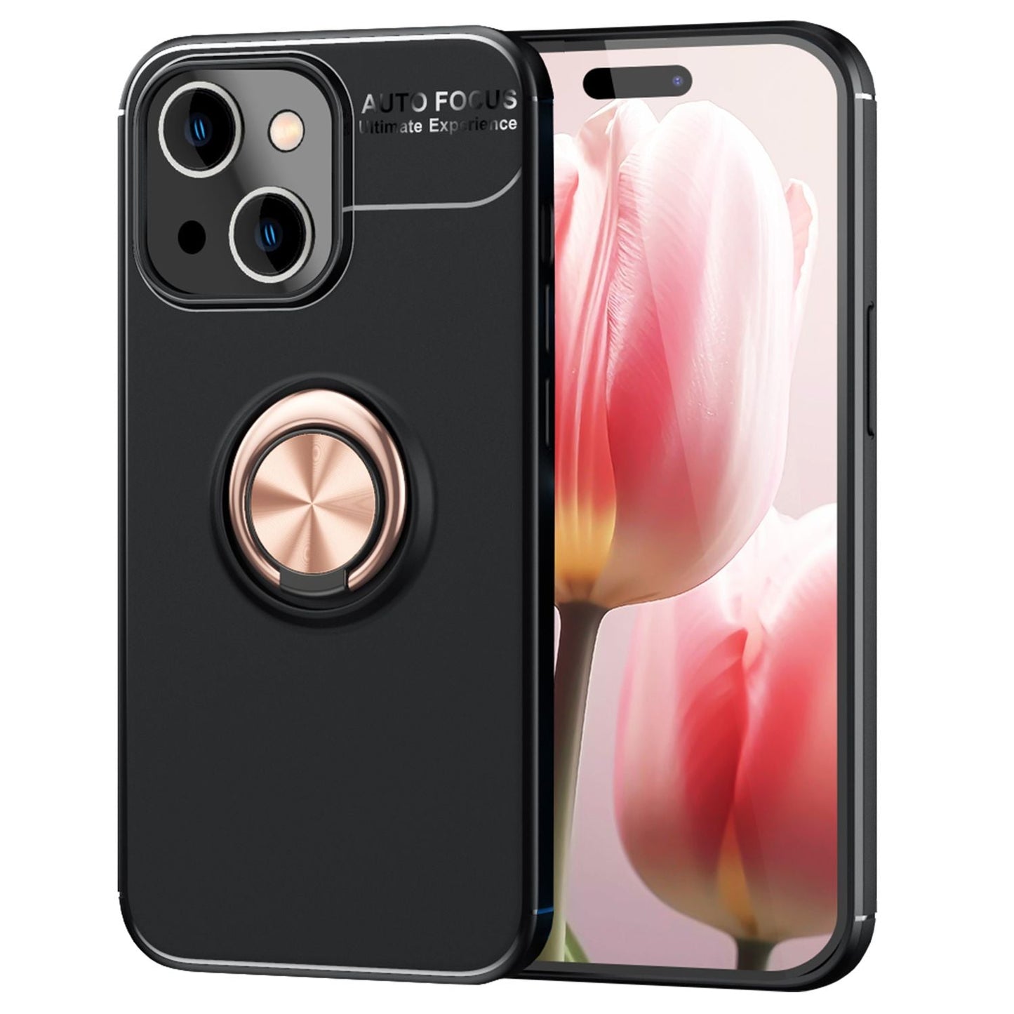 NALIA Ringhülle für iPhone 15 Plus – Ring-Ständer 360° & für Magnet-Halter – GRIP360 (Mattiertes Silikon Case) – Marke aus Berlin