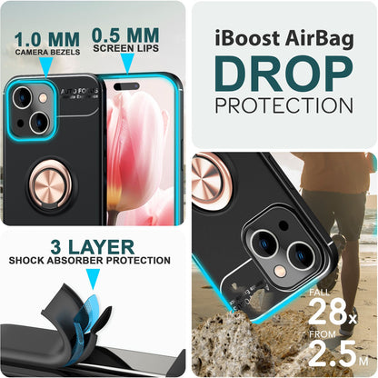 NALIA Ringhülle für iPhone 15 Plus – Ring-Ständer 360° & für Magnet-Halter – GRIP360 (Mattiertes Silikon Case) – Marke aus Berlin