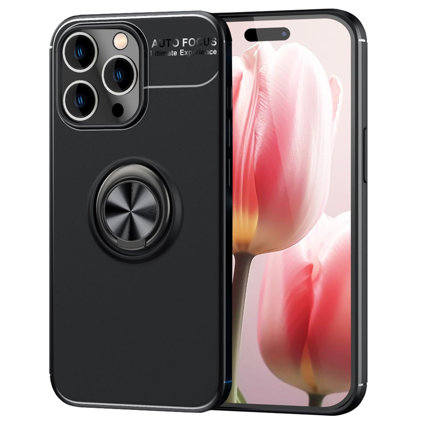 NALIA Ringhülle für iPhone 15 Pro – Ring-Ständer 360° & für Magnet-Halter – GRIP360 (Mattiertes Silikon Case) – Marke aus Berlin