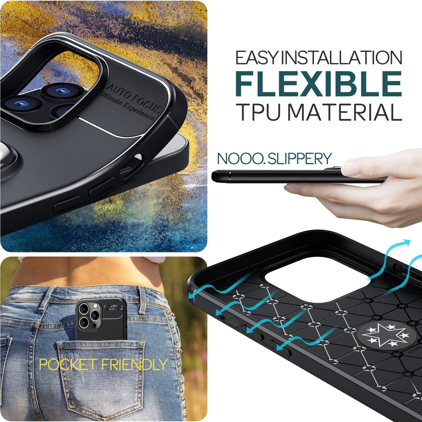 NALIA Ringhülle für iPhone 15 Pro – Ring-Ständer 360° & für Magnet-Halter – GRIP360 (Mattiertes Silikon Case) – Marke aus Berlin