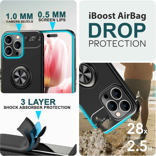 NALIA Ringhülle für iPhone 15 Pro Max – Ring-Ständer 360° & für Magnet-Halter – GRIP360 (Mattiertes Silikon Case) – Marke aus Berlin