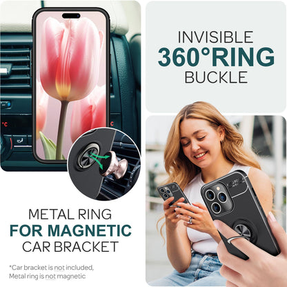 NALIA Ringhülle für iPhone 15 Pro Max – Ring-Ständer 360° & für Magnet-Halter – GRIP360 (Mattiertes Silikon Case) – Marke aus Berlin