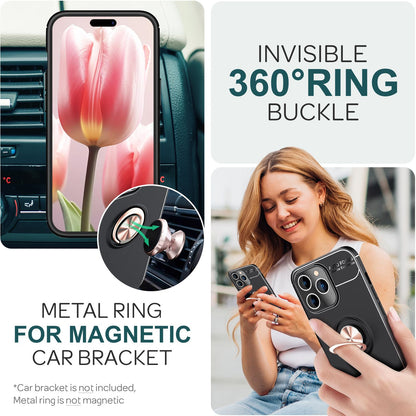 NALIA Ringhülle für iPhone 15 Pro Max – Ring-Ständer 360° & für Magnet-Halter – GRIP360 (Mattiertes Silikon Case) – Marke aus Berlin