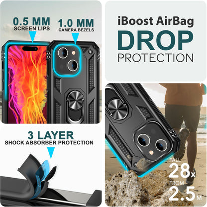 NALIA Panzerhülle für iPhone 15 – Ring-Ständer 360° & Magnet-Halterung Kompatibel – RINGDEFEND (Stoßfestes Outdoor Case) – Marke aus Berlin