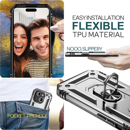 NALIA Panzerhülle für iPhone 15 – Ring-Ständer 360° & Magnet-Halterung Kompatibel – RINGDEFEND (Stoßfestes Outdoor Case) – Marke aus Berlin