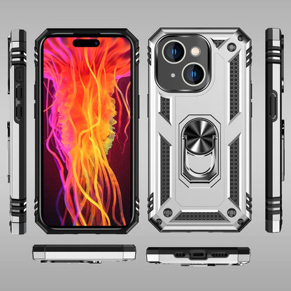 NALIA Panzerhülle für iPhone 15 – Ring-Ständer 360° & Magnet-Halterung Kompatibel – RINGDEFEND (Stoßfestes Outdoor Case) – Marke aus Berlin