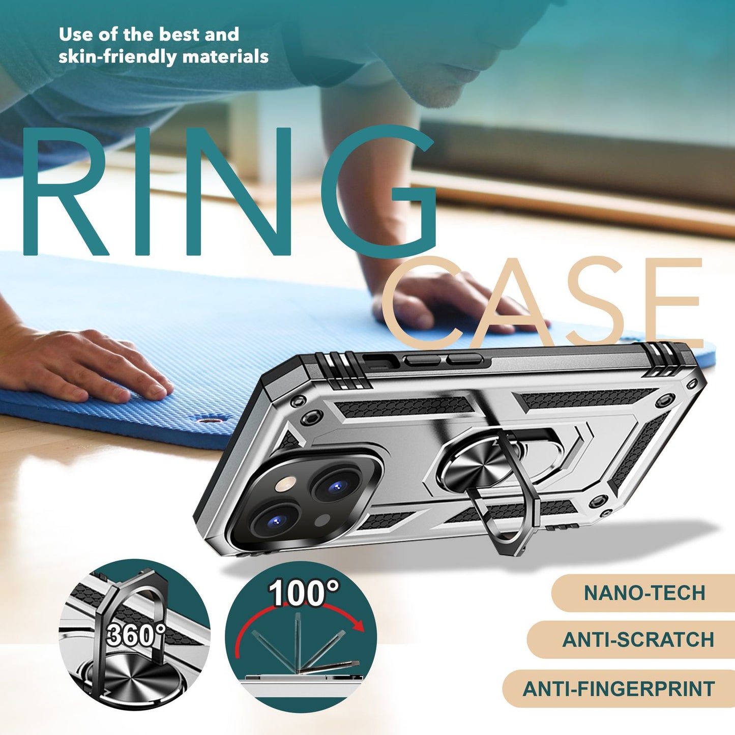 NALIA Panzerhülle für iPhone 15 Plus – Ring-Ständer 360° & Magnet-Halterung Kompatibel – RINGDEFEND (Stoßfestes Outdoor Case) – Marke aus Berlin