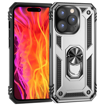 NALIA Panzerhülle für iPhone 15 Pro – Ring-Ständer 360° & Magnet-Halterung Kompatibel – RINGDEFEND (Stoßfestes Outdoor Case) – Marke aus Berlin