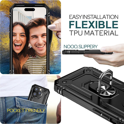 NALIA Panzerhülle für iPhone 15 Pro – Ring-Ständer 360° & Magnet-Halterung Kompatibel – RINGDEFEND (Stoßfestes Outdoor Case) – Marke aus Berlin