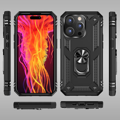 NALIA Panzerhülle für iPhone 15 Pro – Ring-Ständer 360° & Magnet-Halterung Kompatibel – RINGDEFEND (Stoßfestes Outdoor Case) – Marke aus Berlin
