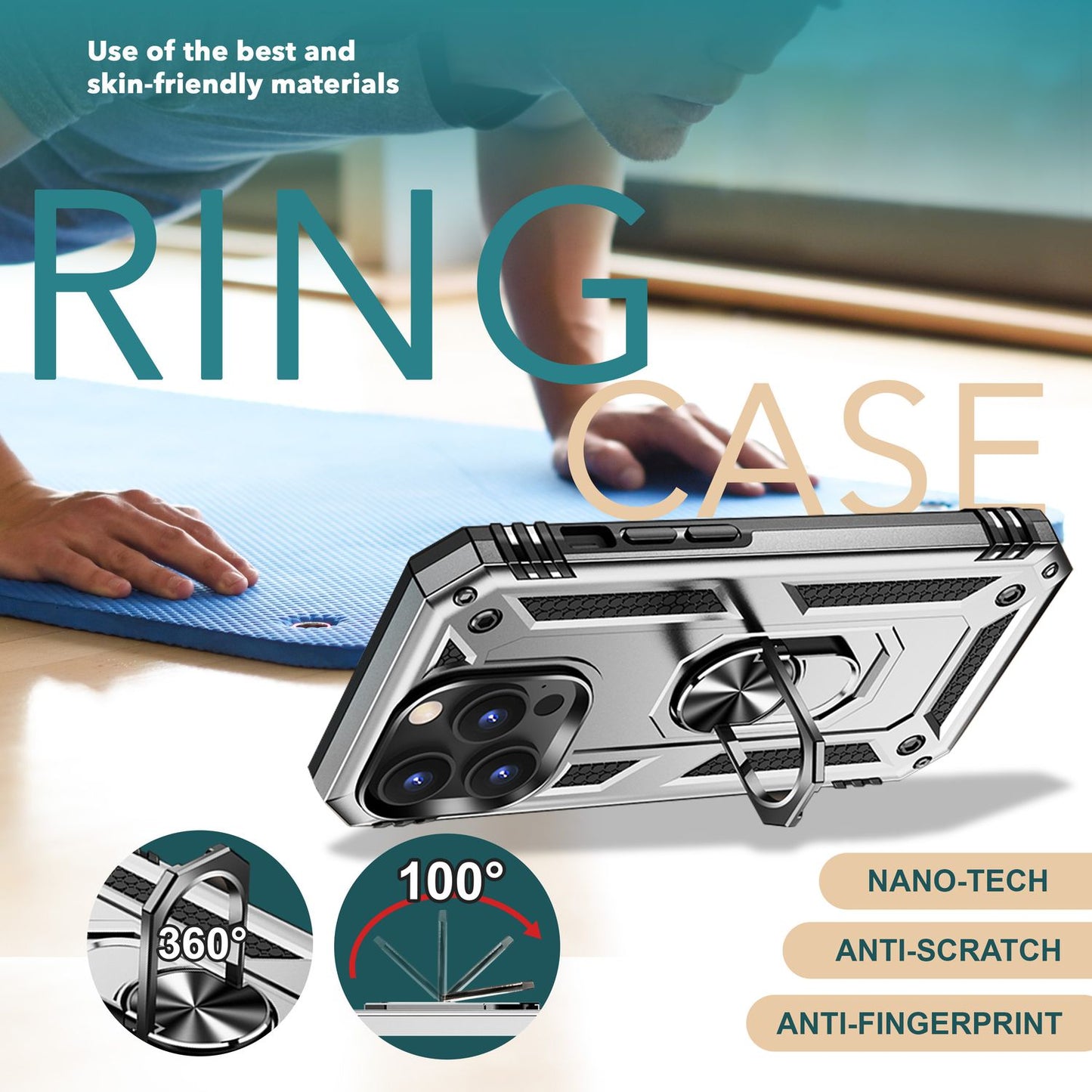 NALIA Panzerhülle für iPhone 15 Pro Max – Ring-Ständer 360° & Magnet-Halterung Kompatibel – RINGDEFEND (Stoßfestes Outdoor Case) – Marke aus Berlin