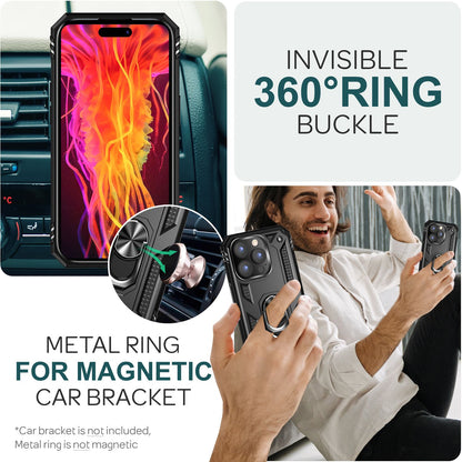 NALIA Panzerhülle für iPhone 15 Pro Max – Ring-Ständer 360° & Magnet-Halterung Kompatibel – RINGDEFEND (Stoßfestes Outdoor Case) – Marke aus Berlin