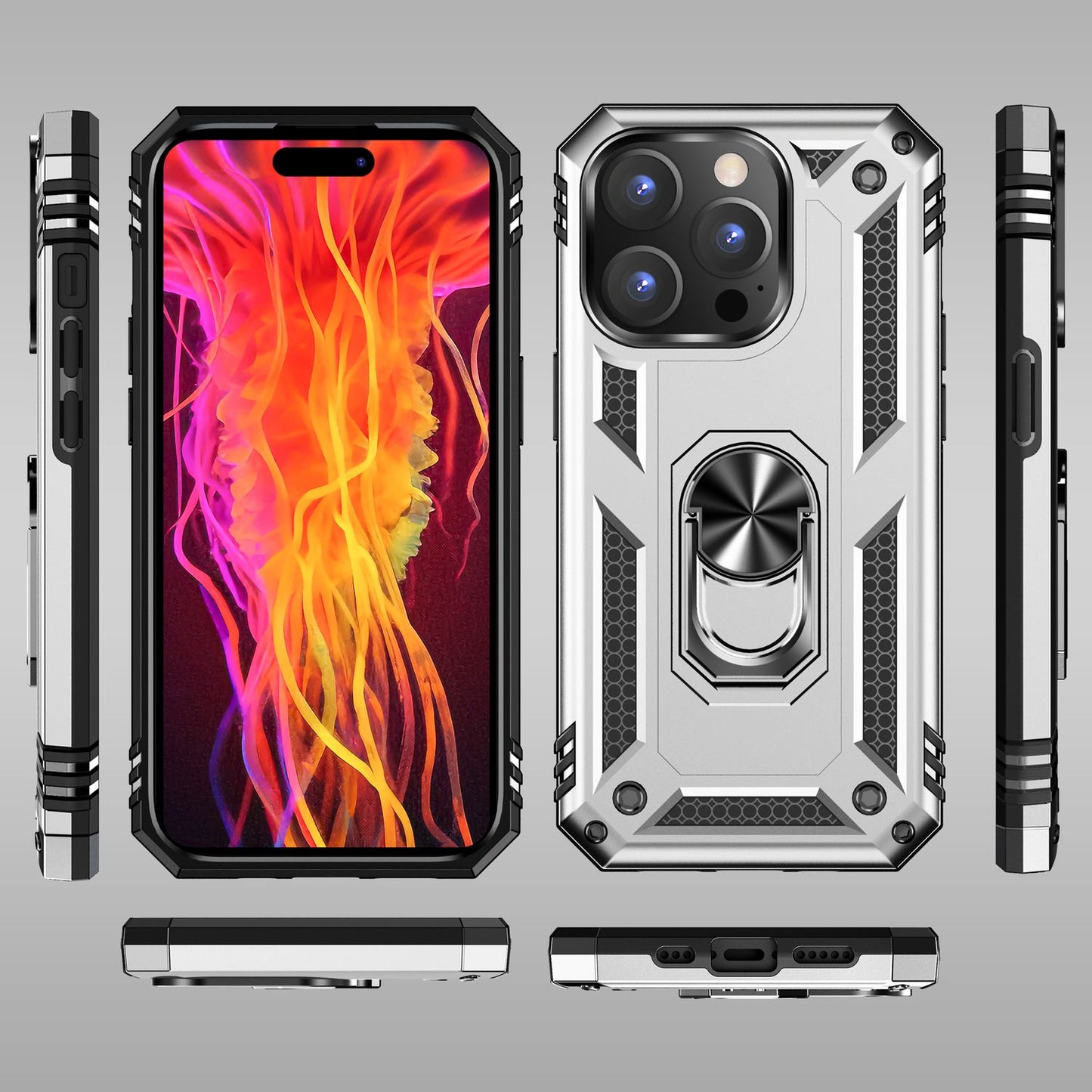 NALIA Panzerhülle für iPhone 15 Pro Max – Ring-Ständer 360° & Magnet-Halterung Kompatibel – RINGDEFEND (Stoßfestes Outdoor Case) – Marke aus Berlin