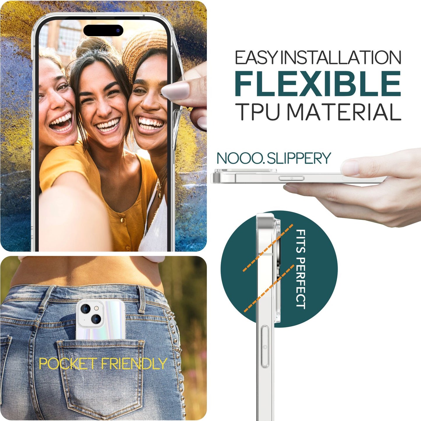 NALIA Transparente Glashülle für iPhone 15 Plus – Holografischer Prisma-Effekt (Regenbogen Schimmer) – 9H Hartglas & Anti-Gelb – AURORA – Marke aus Berlin