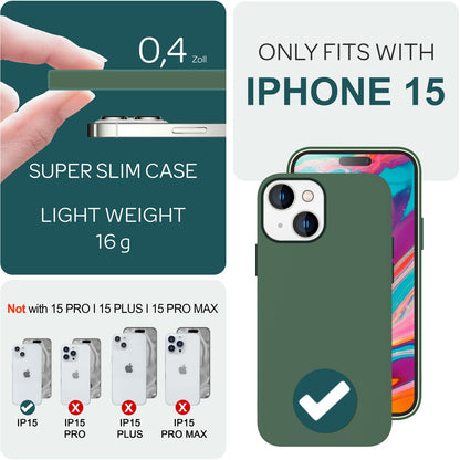 NALIA Magnet Silikonhülle für iPhone 15 – MagSafe kompatibel & Liquid Silicone – SLIQ (Soft-Touch Schutz & Mikrofaser Innen) – Marke aus Berlin