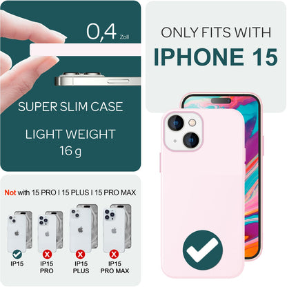 NALIA Magnet Silikonhülle für iPhone 15 – MagSafe kompatibel & Liquid Silicone – SLIQ (Soft-Touch Schutz & Mikrofaser Innen) – Marke aus Berlin