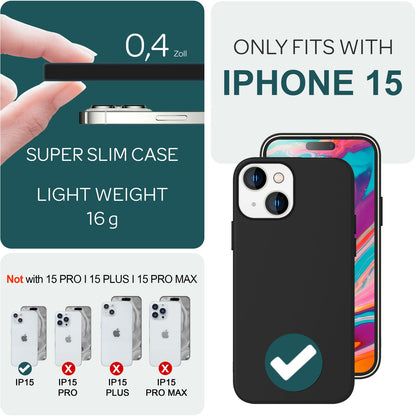 NALIA Magnet Silikonhülle für iPhone 15 – MagSafe kompatibel & Liquid Silicone – SLIQ (Soft-Touch Schutz & Mikrofaser Innen) – Marke aus Berlin