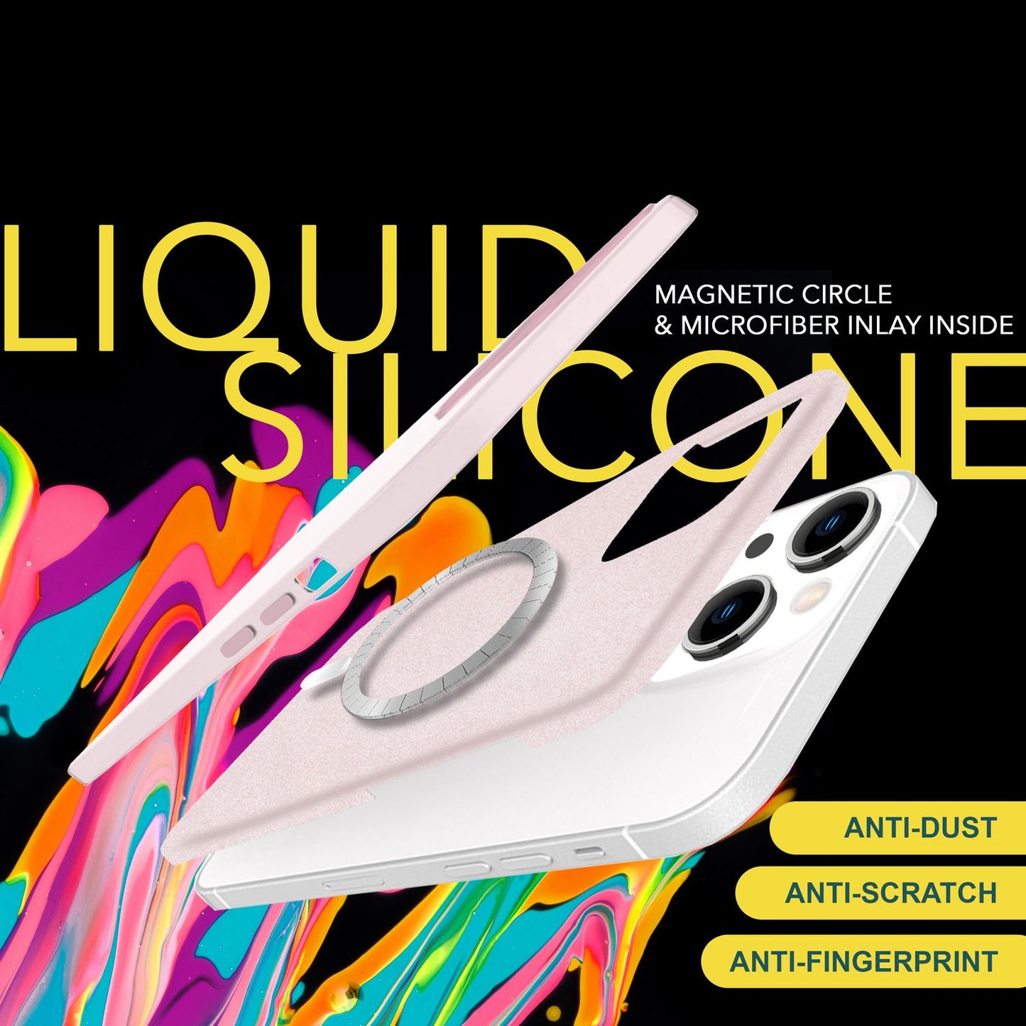 NALIA Magnet Silikonhülle für iPhone 15 – MagSafe kompatibel & Liquid Silicone – SLIQ (Soft-Touch Schutz & Mikrofaser Innen) – Marke aus Berlin