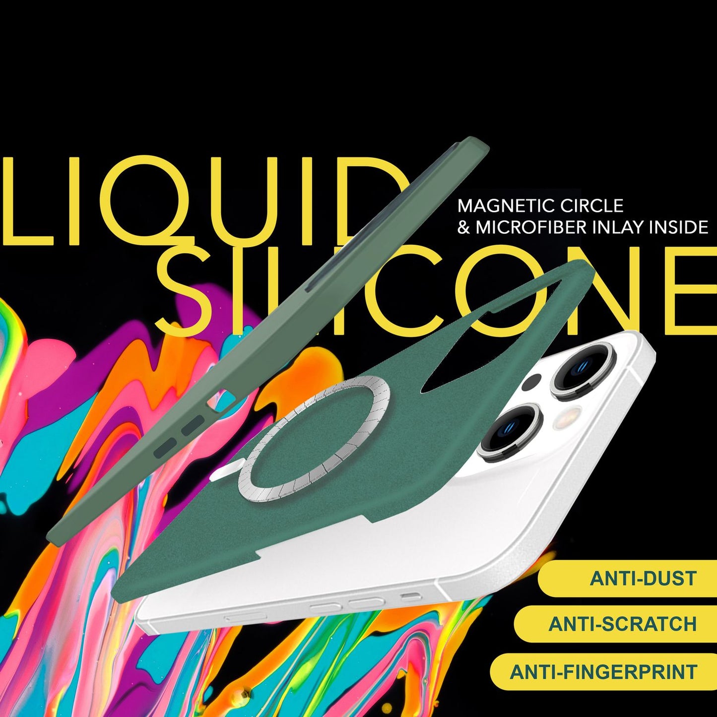 NALIA Magnet Silikonhülle für iPhone 15 Plus – MagSafe kompatibel & Liquid Silicone – SLIQ (Soft-Touch Schutz & Mikrofaser Innen) – Marke aus Berlin