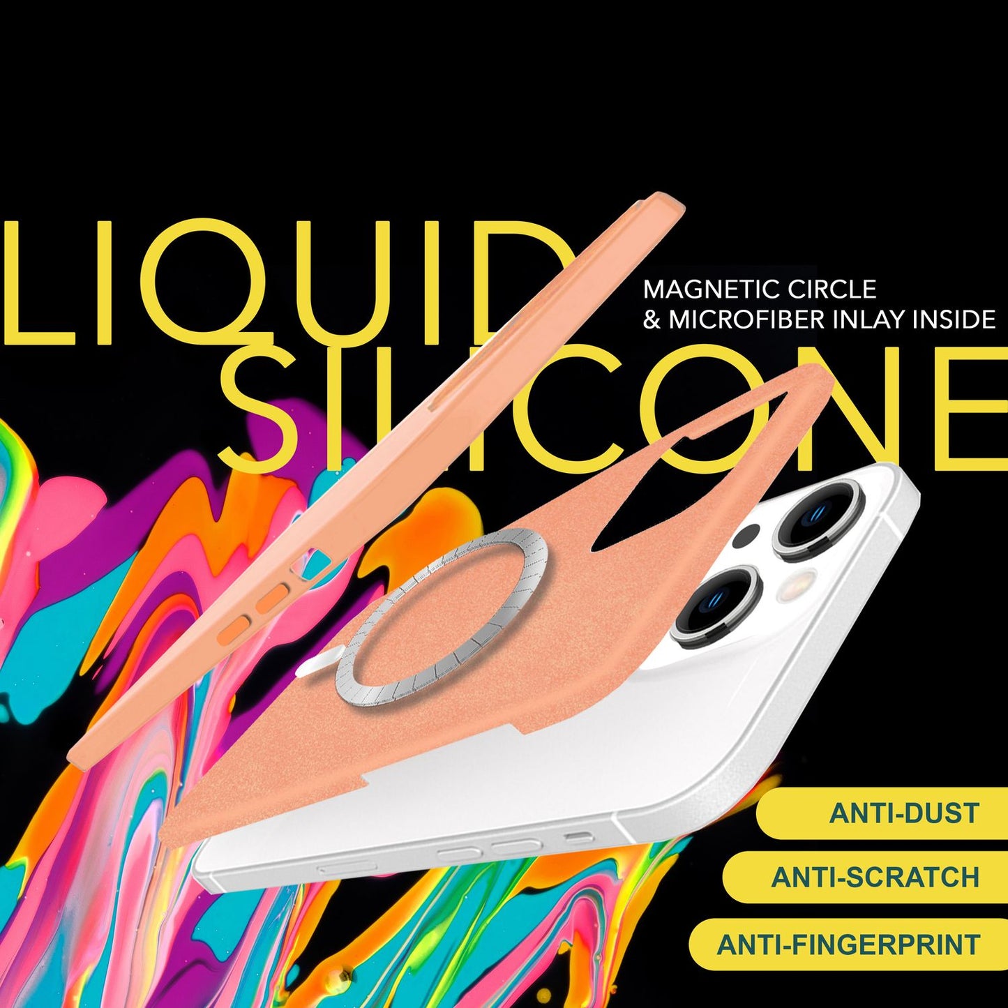 NALIA Magnet Silikonhülle für iPhone 15 Plus – MagSafe kompatibel & Liquid Silicone – SLIQ (Soft-Touch Schutz & Mikrofaser Innen) – Marke aus Berlin