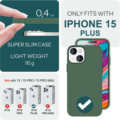 NALIA Magnet Silikonhülle für iPhone 15 Plus – MagSafe kompatibel & Liquid Silicone – SLIQ (Soft-Touch Schutz & Mikrofaser Innen) – Marke aus Berlin