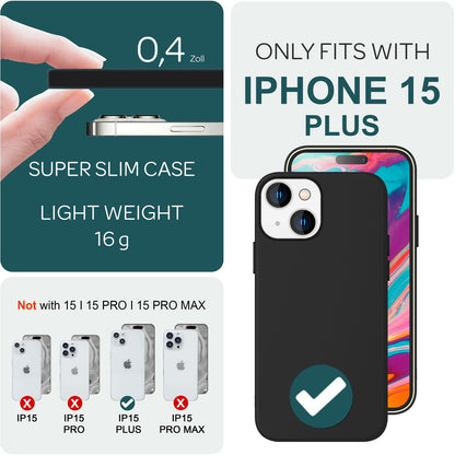 NALIA Magnet Silikonhülle für iPhone 15 Plus – MagSafe kompatibel & Liquid Silicone – SLIQ (Soft-Touch Schutz & Mikrofaser Innen) – Marke aus Berlin