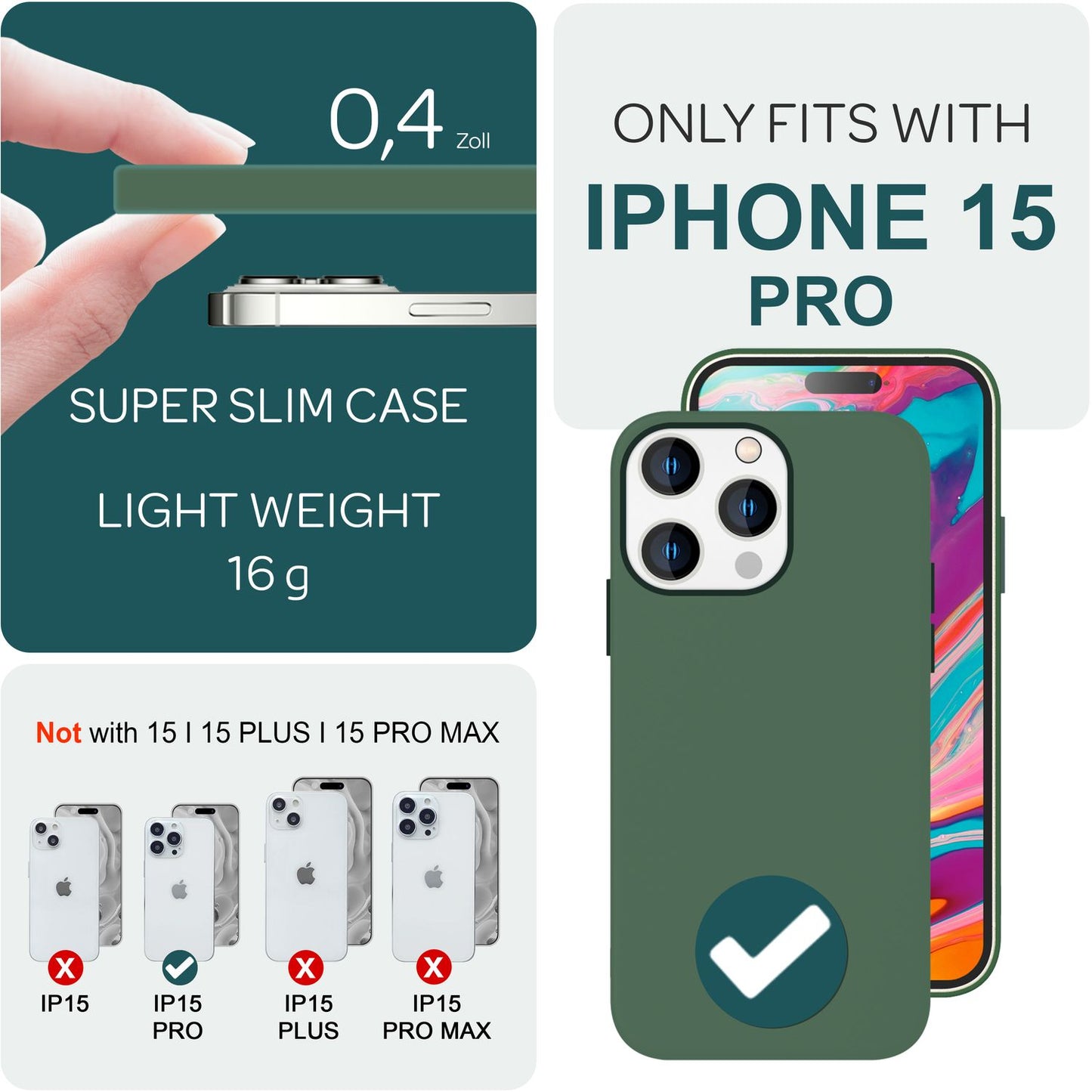 NALIA Magnet Silikonhülle für iPhone 15 Pro – MagSafe kompatibel & Liquid Silicone – SLIQ (Soft-Touch Schutz & Mikrofaser Innen) – Marke aus Berlin