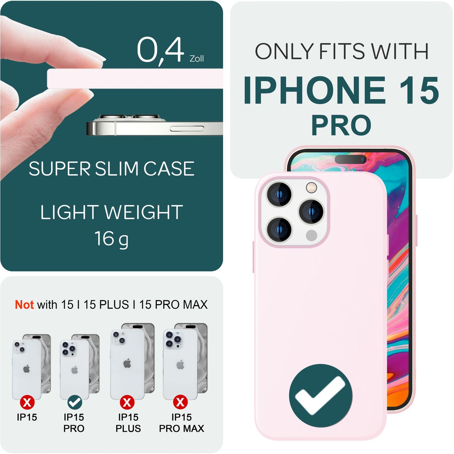 NALIA Magnet Silikonhülle für iPhone 15 Pro – MagSafe kompatibel & Liquid Silicone – SLIQ (Soft-Touch Schutz & Mikrofaser Innen) – Marke aus Berlin