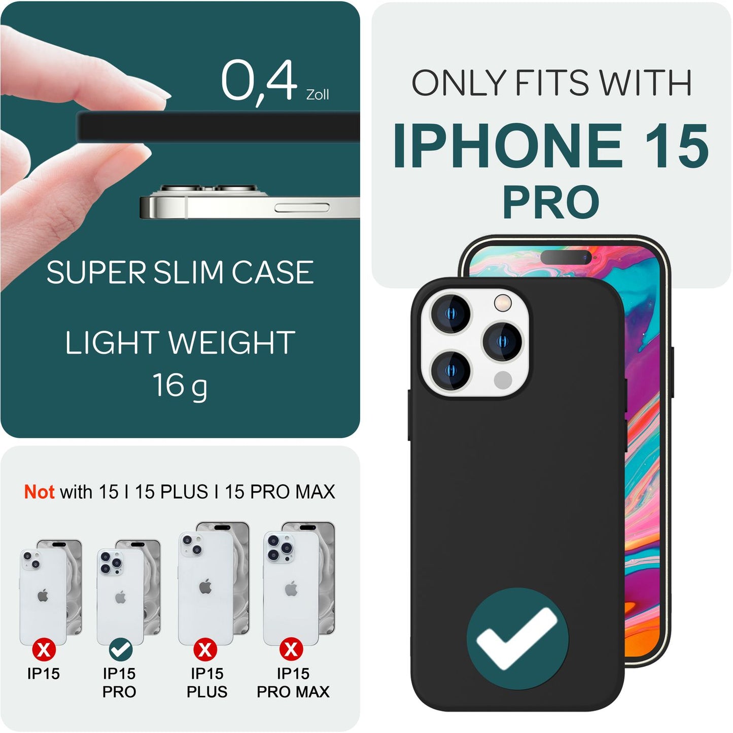 NALIA Magnet Silikonhülle für iPhone 15 Pro – MagSafe kompatibel & Liquid Silicone – SLIQ (Soft-Touch Schutz & Mikrofaser Innen) – Marke aus Berlin